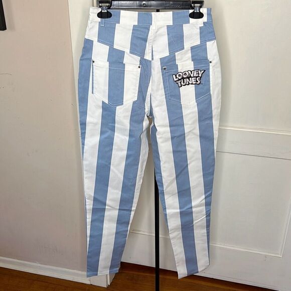 Unique Vintage x Looney Tunes Blue/White Striped Bugs Bunny Cigarette Pants NWT - Picture 4 of 7